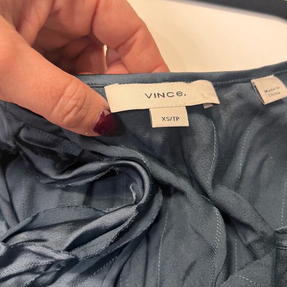 Vince Marine Stone Sleeveless Crushed Satin Bias Tank Midi Dress Size XS - Picture 4 of 7